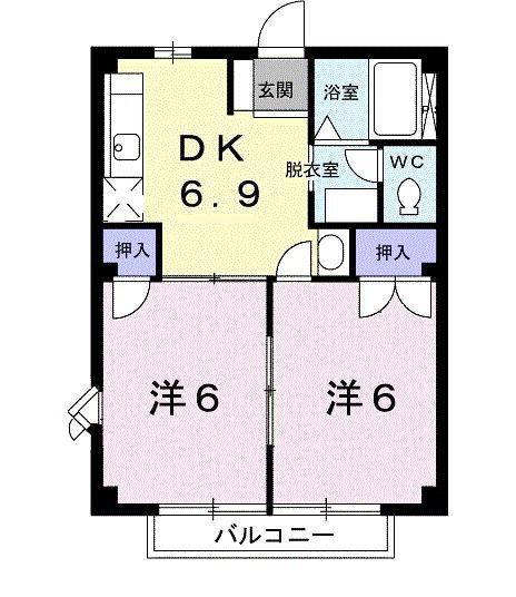 ニューシティー光(2DK/2階)の間取り写真