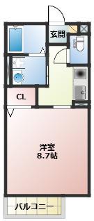 ロイヤルハイツ黒川町(1K/1階)の間取り写真