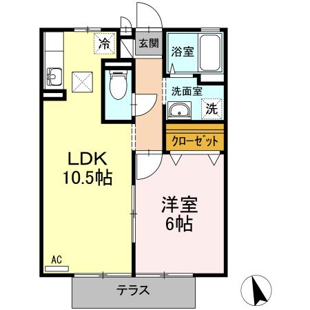 久持良ハイツ(1LDK/1階)の間取り写真