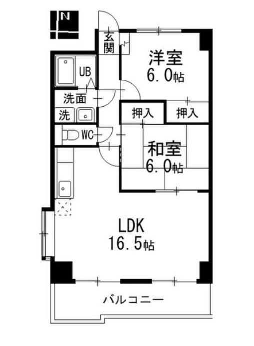アーバン滝子(2LDK/12階)の間取り写真