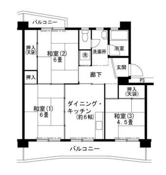 ビレッジハウス志染(3DK/1階)の間取り写真