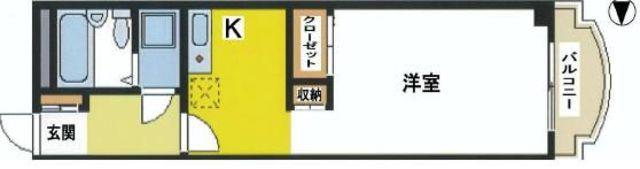 第3木田ビル(1K/9階)の間取り写真