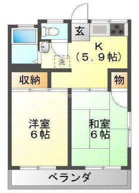 コーポサンレイ(2DK/2階)の間取り写真