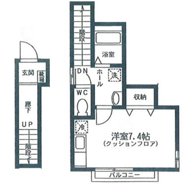トレス長崎(ワンルーム/2階)の間取り写真