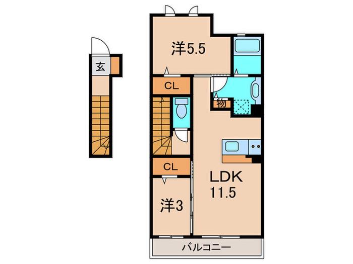 アイリス(2LDK/2階)の間取り写真