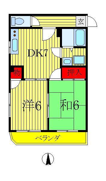 ヴェルデ曙(2DK/2階)の間取り写真