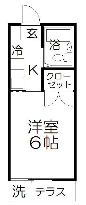 コーポ園(1K/1階)の間取り写真