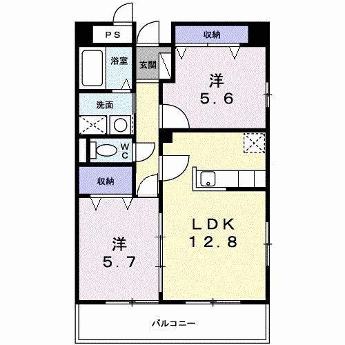アプローズ(2LDK/2階)の間取り写真