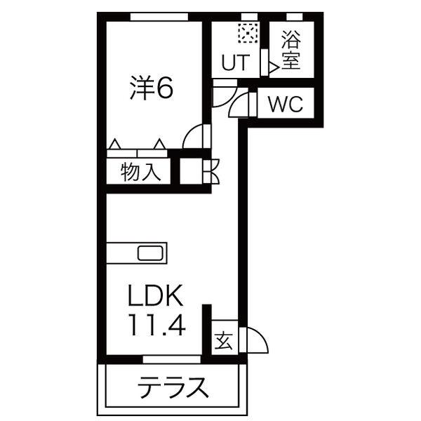 S&E I(1LDK/1階)の間取り写真