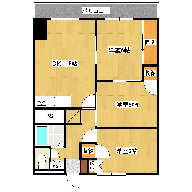 レジデンスコスモ(3LDK/5階)の間取り写真