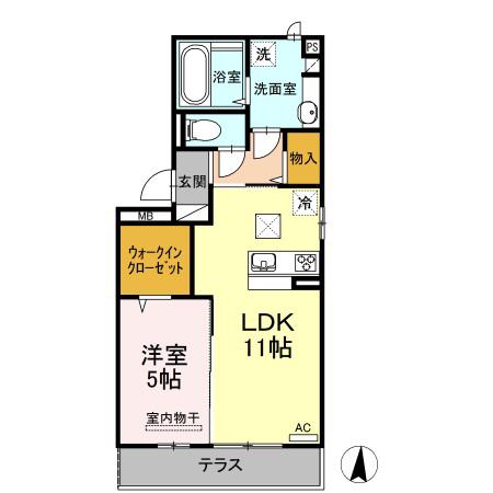 モンペルジュ(1LDK/1階)の間取り写真