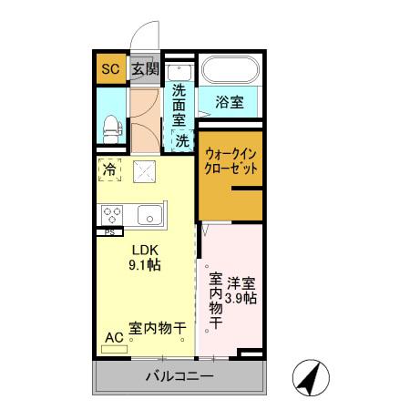 ペティポンズ 105(1LDK/1階)の間取り写真