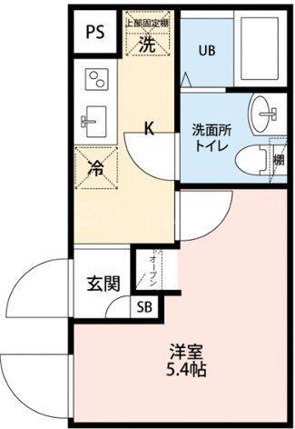エーテラス赤羽(1K/1階)の間取り写真