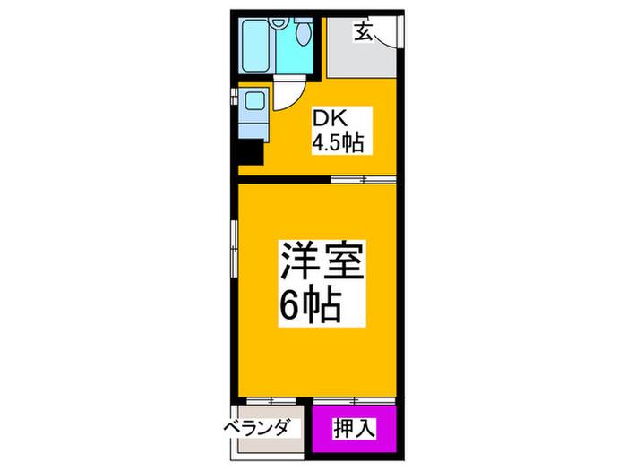 ジュネスシャトー2号館(1DK/4階)の間取り写真