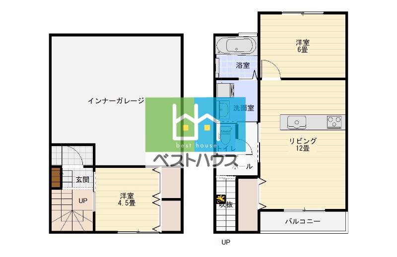 BA-GARAGE(2LDK/2階)の間取り写真