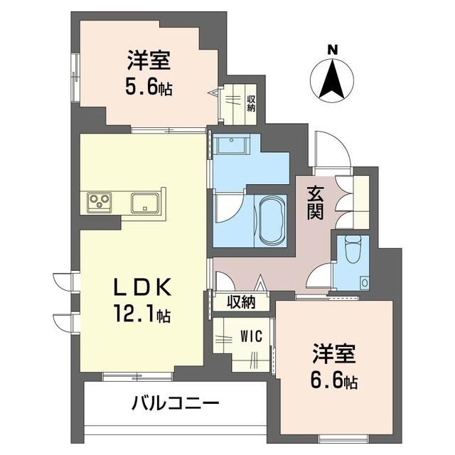 アンビエラ武蔵小杉(2LDK/2階)の間取り写真