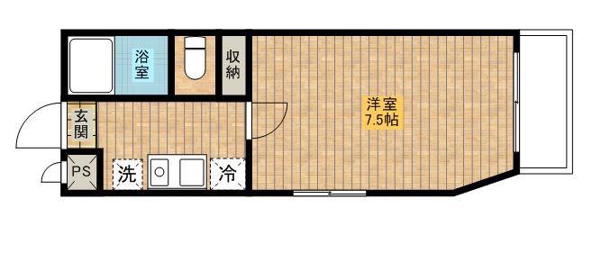 横浜元町ガーデンII(1K/2階)の間取り写真