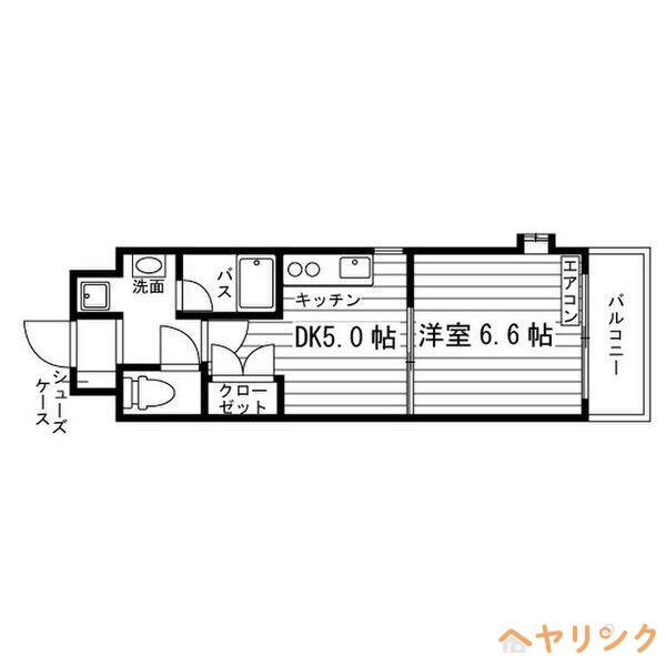 グランディール一社(1DK/3階)の間取り写真