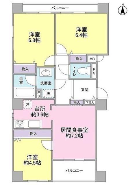 カーサフォルトオアサ(3LDK/5階)の間取り写真
