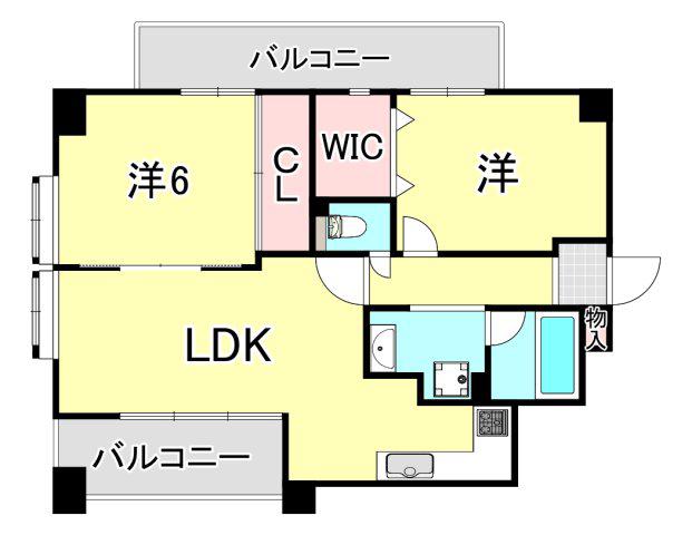 アルカンシェル岡本(2LDK/4階)の間取り写真