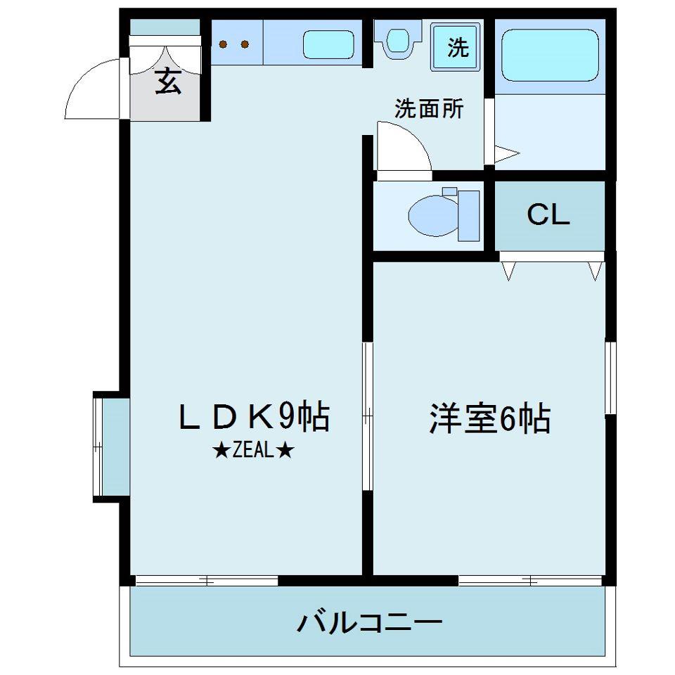 メゾンけやき(1LDK/2階)の間取り写真