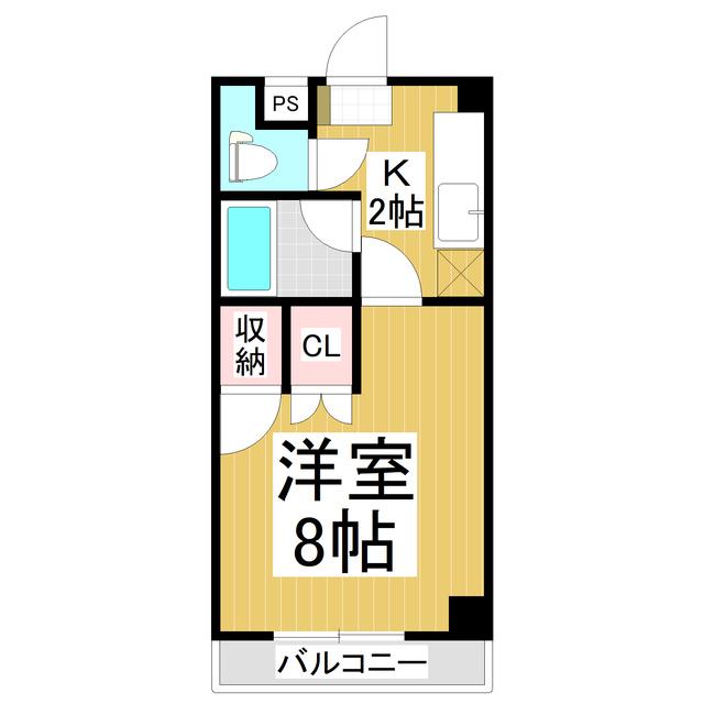 ブライト王神ハイツ(1K/2階)の間取り写真
