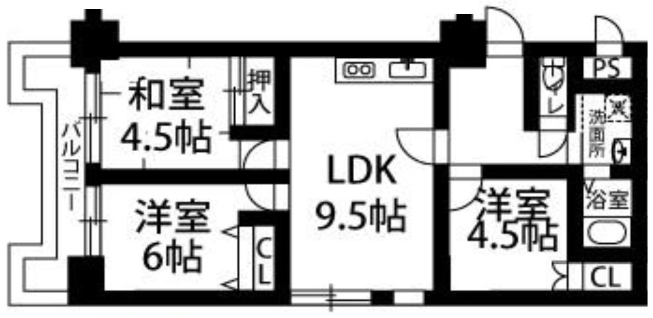ドエル北堀江(3LDK/8階)の間取り写真