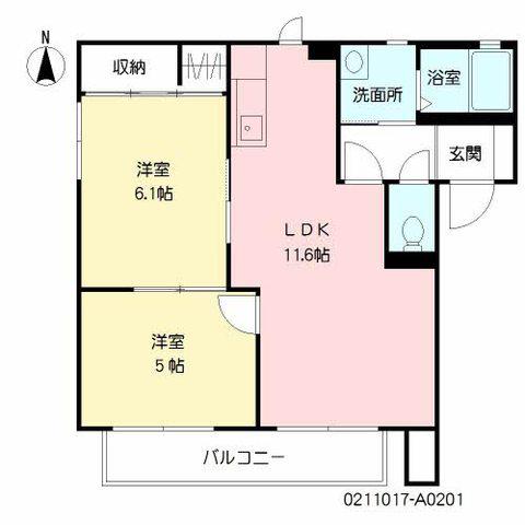 照波園ホーフA(2LDK/2階)の間取り写真