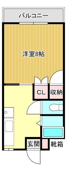 コーポビーフラット(1K/2階)の間取り写真