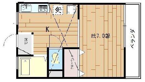 エルムII(1DK/2階)の間取り写真