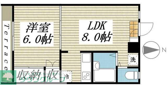 ジュネパレス越谷第40(1LDK/1階)の間取り写真
