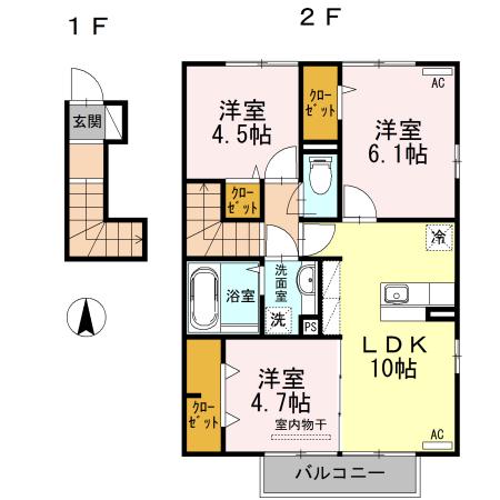 アール・アイ武雄(3LDK/2階)の間取り写真