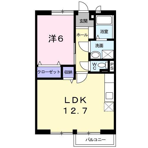 ソレアードT(1LDK/2階)の間取り写真