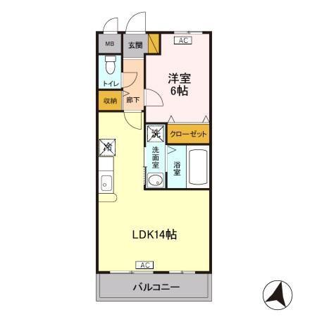 ウィステリア(1LDK/2階)の間取り写真