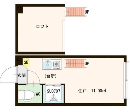 ハーモニーテラス堀ノ内II(ワンルーム/2階)の間取り写真
