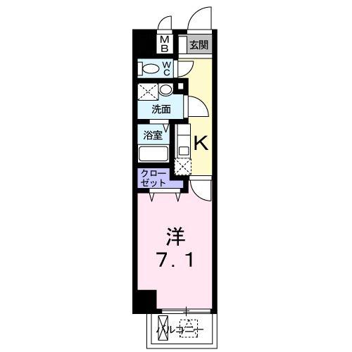 フォースピア(1K/4階)の間取り写真