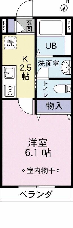 クレセント西新宿II(1K/2階)の間取り写真