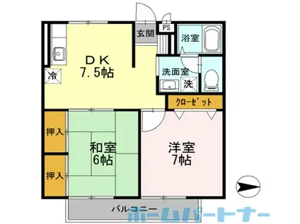 ラフィネ・中村(2DK/1階)の間取り写真