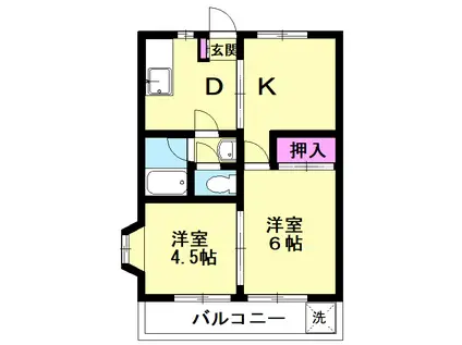 プリンスハイム高柳(2DK/3階)の間取り写真