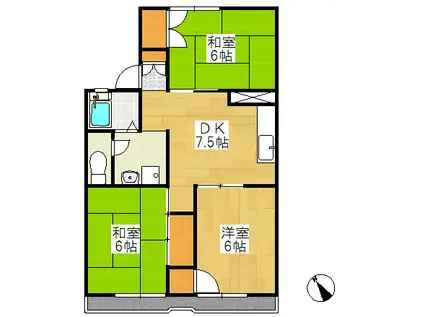 パレーシャル藤原(3DK/2階)の間取り写真