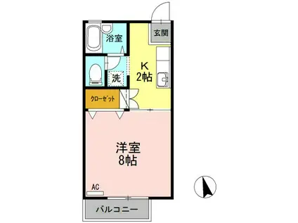 セザール昭和(1K/2階)の間取り写真