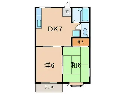 芦屋サマーセット(2DK/1階)の間取り写真