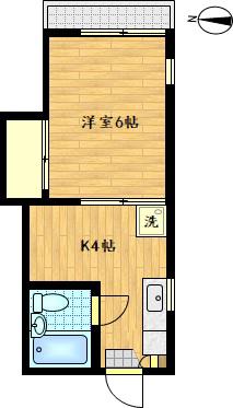 タウンハイツ生麦A(1K/2階)の間取り写真