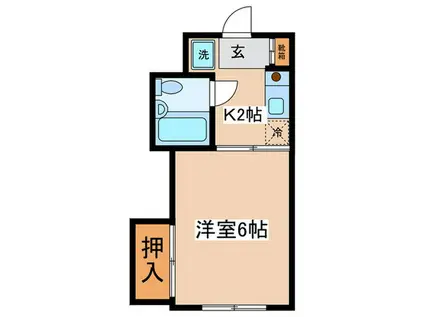 メーゾンタマⅡ(1K/2階)の間取り写真