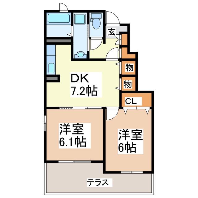 サニーフラット・ペーナ(2DK/1階)の間取り写真
