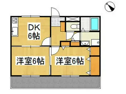 AXIA倉敷(2DK/3階)の間取り写真