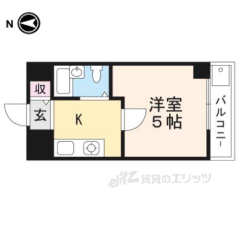 アセンティアビワコ(1K/3階)の間取り写真