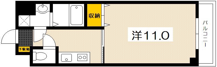 リバーハイツ(1K/4階)の間取り写真