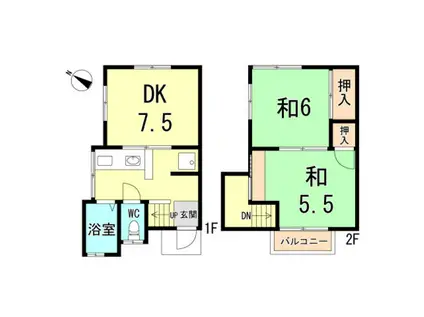 メゾン千鳥(2DK/1階)の間取り写真