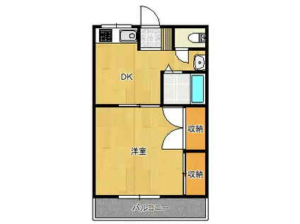 レジデンス原(1DK/2階)の間取り写真